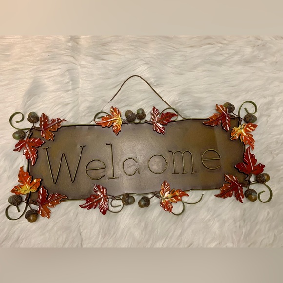 Metal Welcome Sign Fall Autumn Design Door Sign Hanging Sign - Picture 1 of 8